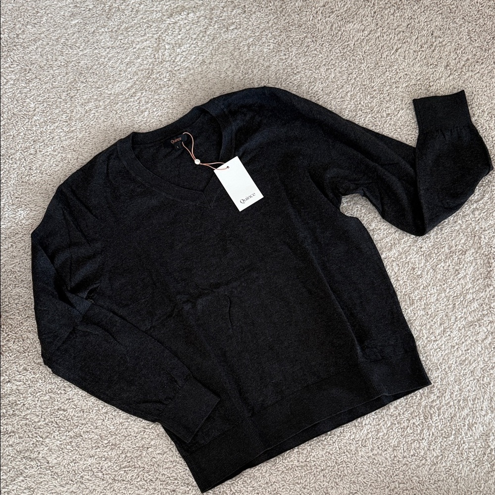 Quince Black Crew Neck Sweater